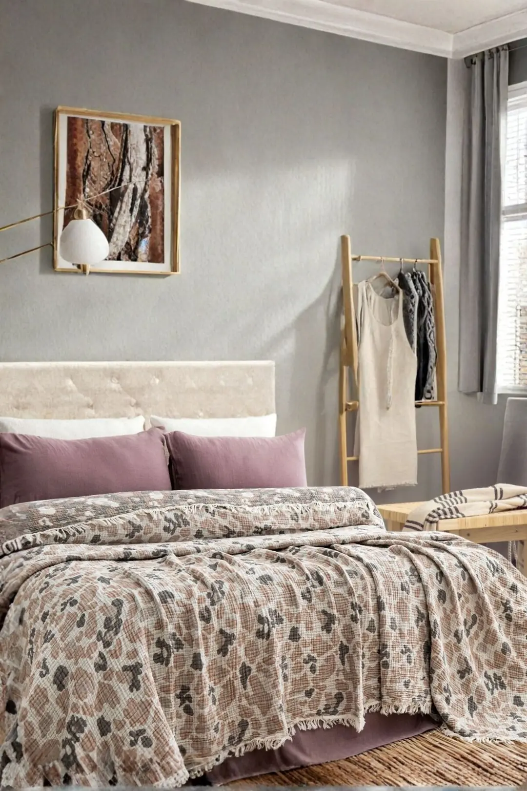 4 Katlı %100 Pamuk Müslin Çift Kişilik Yatak Örtüsü – Leopar Desen