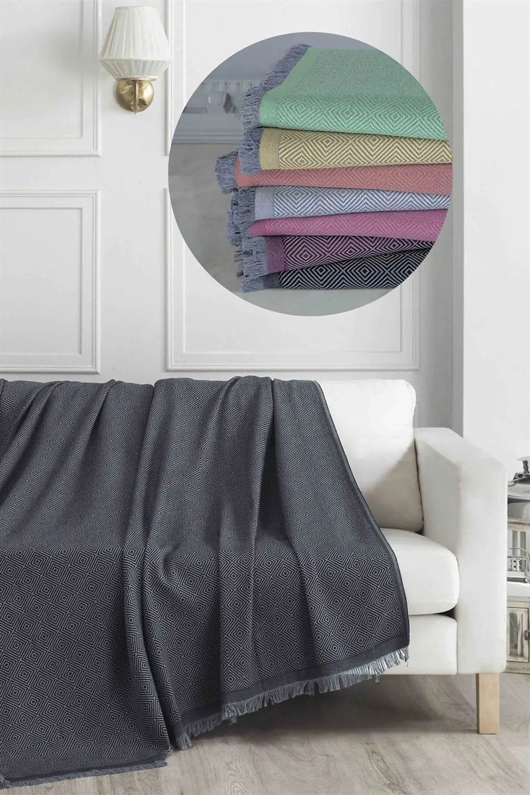 Ürün görseli: Elit Modern Tasarım Koltuk Örtüsü - 170x230 Cm  - Siyah