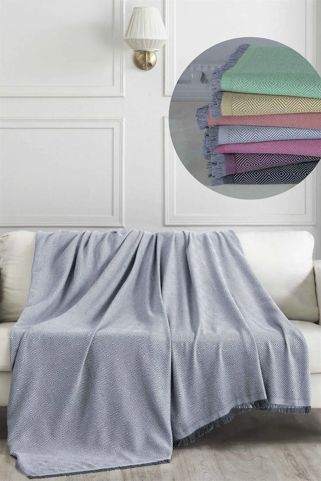 Ürün görseli: Elit Modern Tasarım Koltuk Örtüsü - 170x230 Cm  - Gri