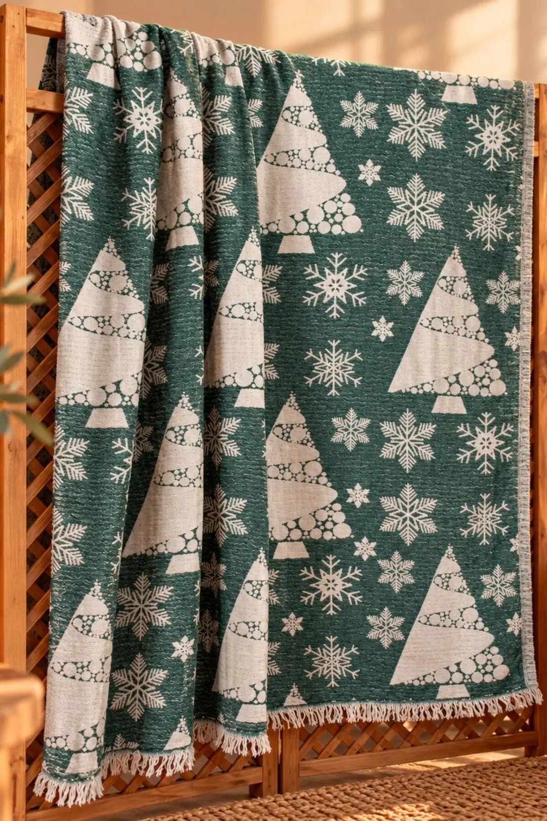 Winter %100 Pamuk Jakarlı Throw & Battaniye - Koltuk Şalı 140x210cm