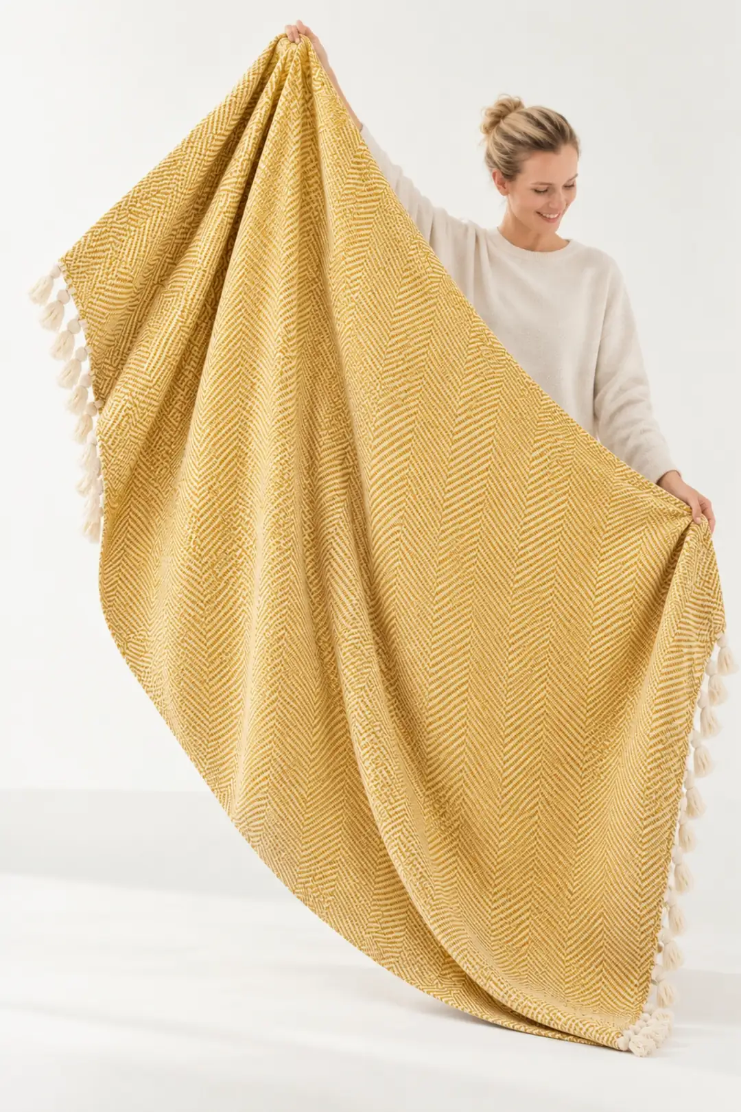 Balıksırtı Soft Cotton Pike, Yatak/Koltuk Ortusu & Throw 185x240 cm