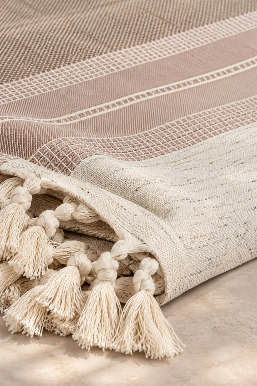 Buldan Kara Desen %100 Pamuk Çift Kişilik Yatak Örtüsü, Pike & Koltuk Örtüsü Şalı - Kahverengi  200cm x 220cm