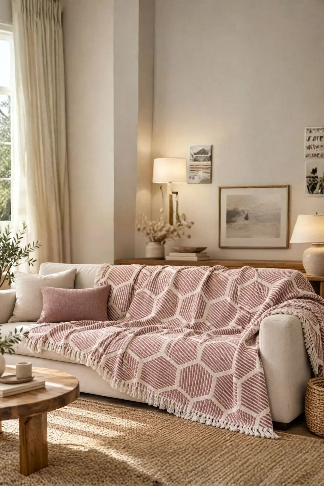 Petek %100 Pamuk Jakarlı Throw & Battaniye - Koltuk Şalı 180x220cm