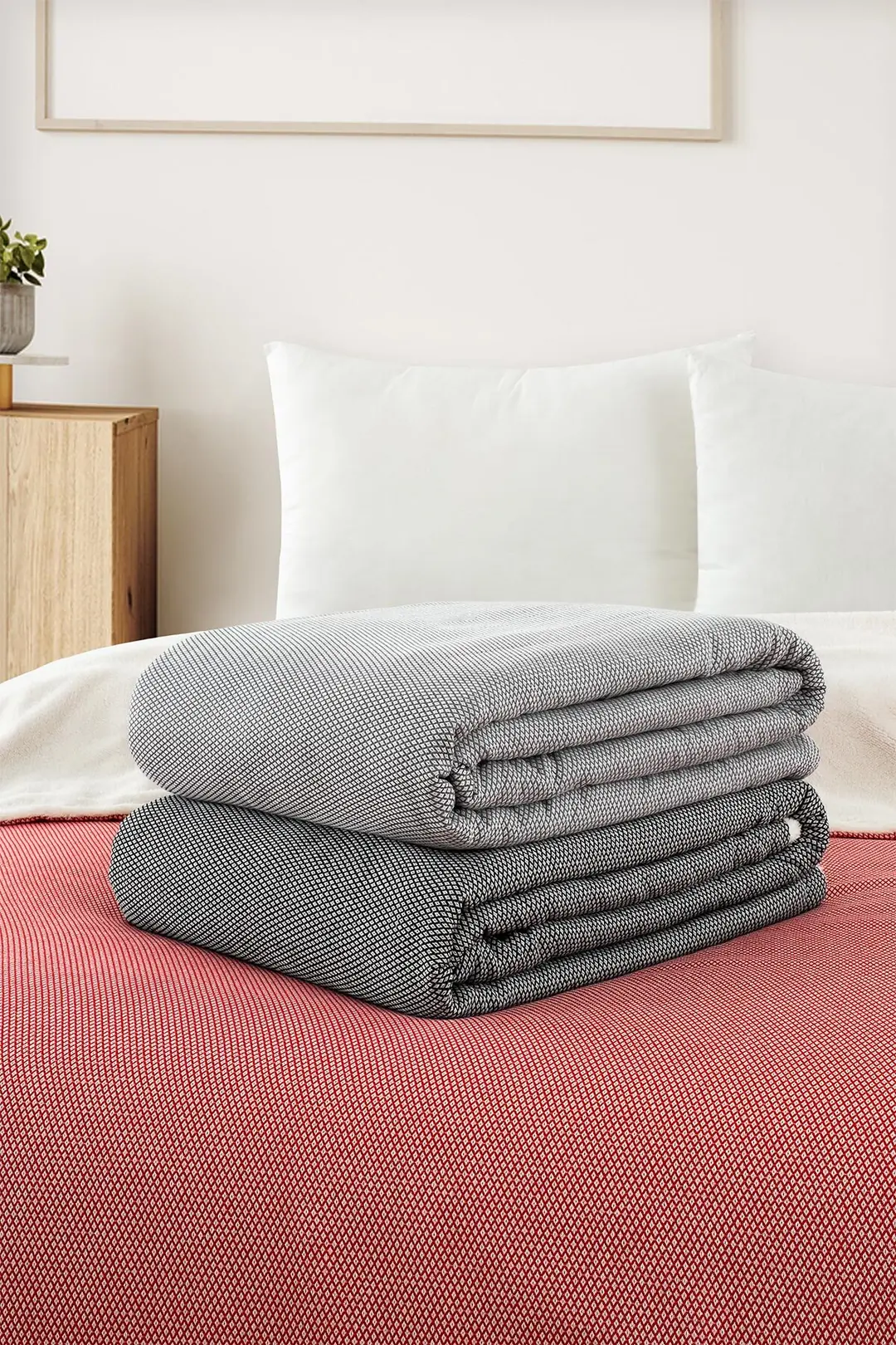 Çift Kişilik Gri Wellsoft Battaniye - Likya Soft Yumuşak - Çift Kat Pamuklu 195x220cm