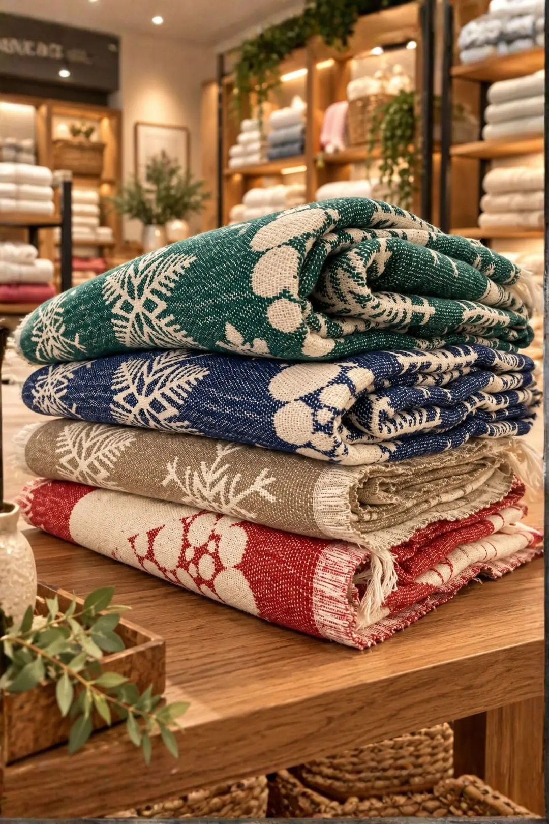 Winter %100 Pamuk Jakarlı Throw & Battaniye - Koltuk Şalı 140x210cm