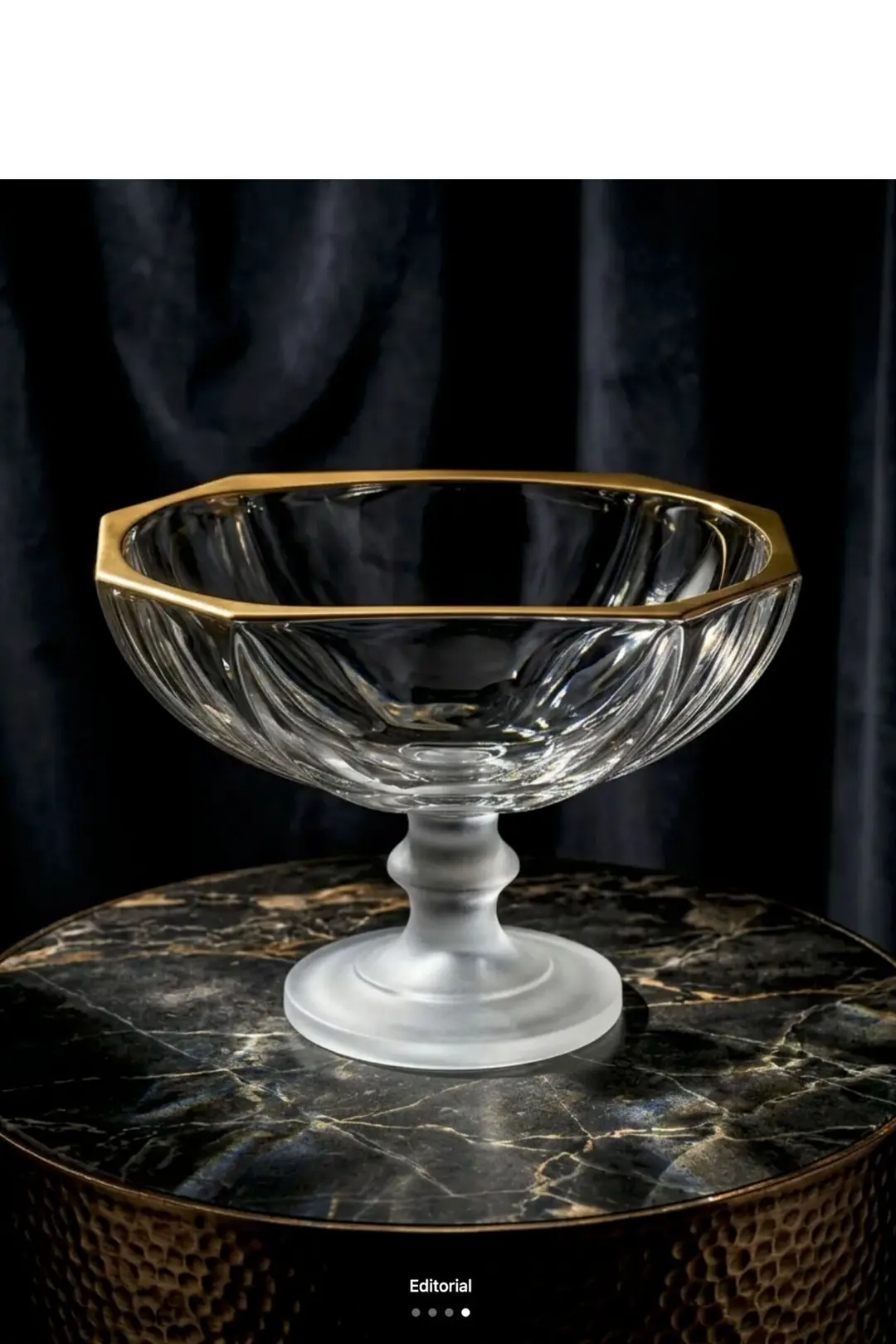 25 cm Gold Varak Cam Ayaklı Kase