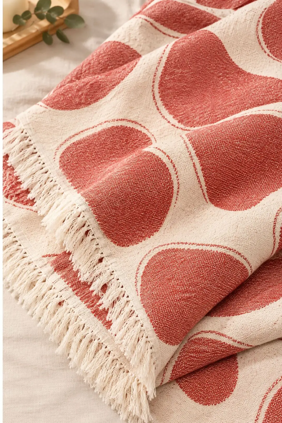 Pebble %100 Pamuk Müslin Jakarlı Throw & Battaniye - Koltuk Şalı 145x210cm