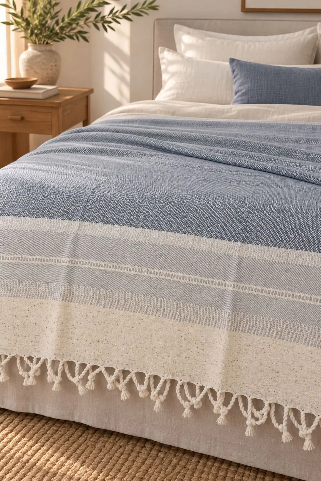Buldan Kara Desen %100 Pamuk Çift Kişilik Yatak Örtüsü, Pike & Koltuk Örtüsü Şalı - Petrol Yesili  200cm x 220cm