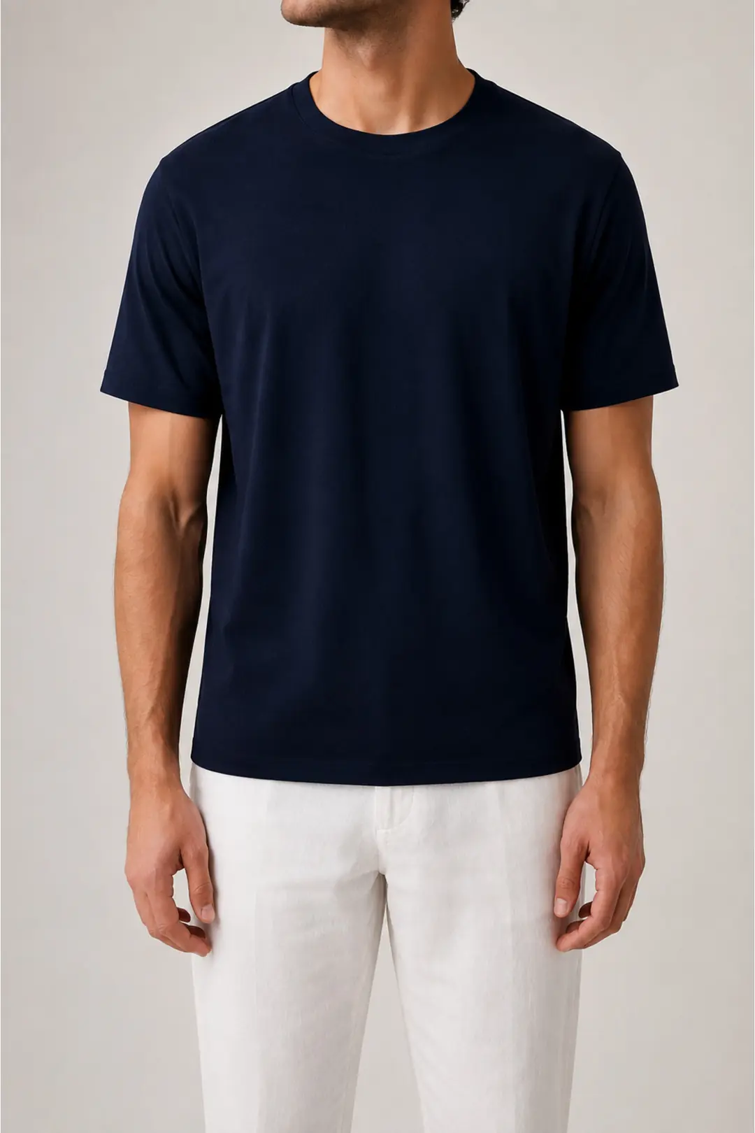 Erkek Lacivert Regular Fit Kısa Kollu Tshirt