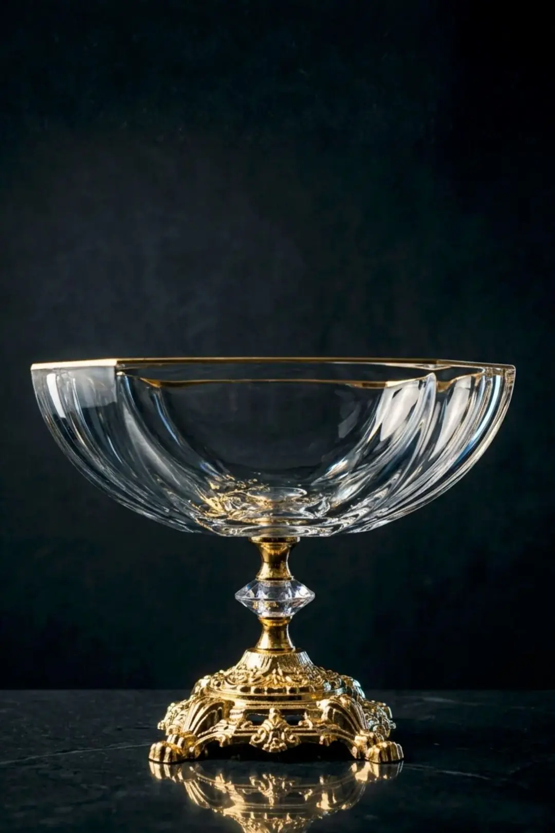 25 cm Gold Varak Dekor Metal Ayaklı Kase