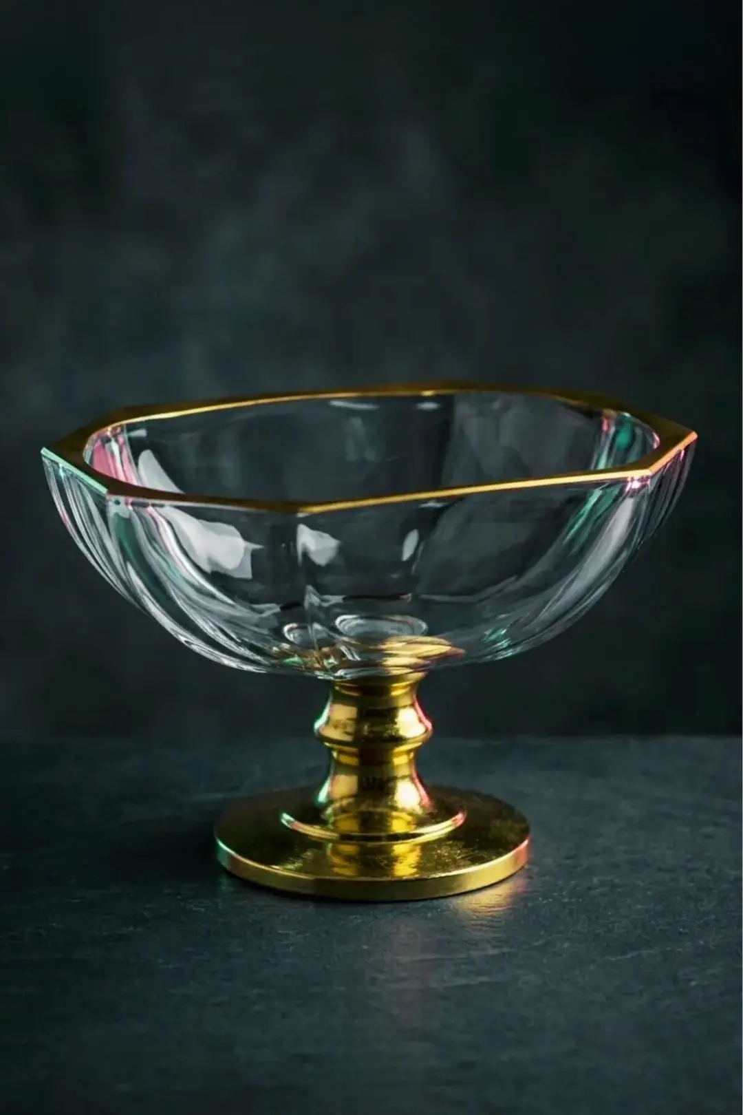 25 cm Gold Varak Düz Metal Ayaklı Kase