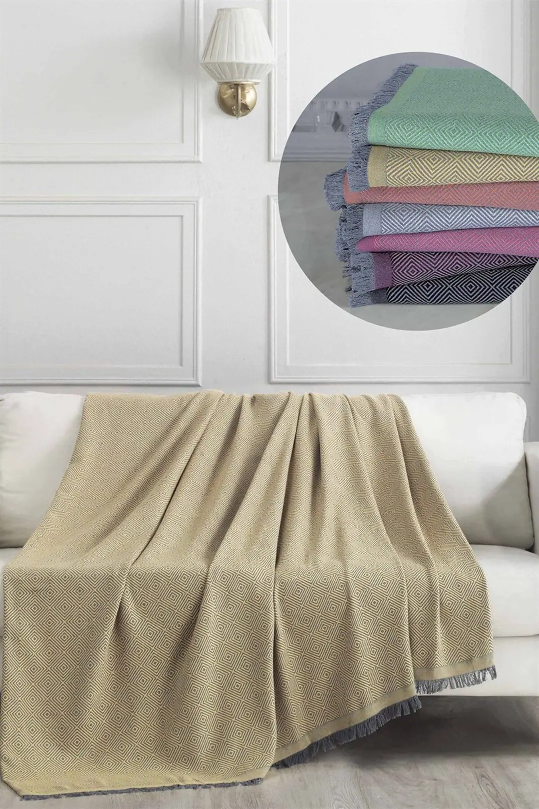 Ürün görseli: Elit Modern Tasarım Koltuk Örtüsü - 170x230 Cm  - Kahverengi