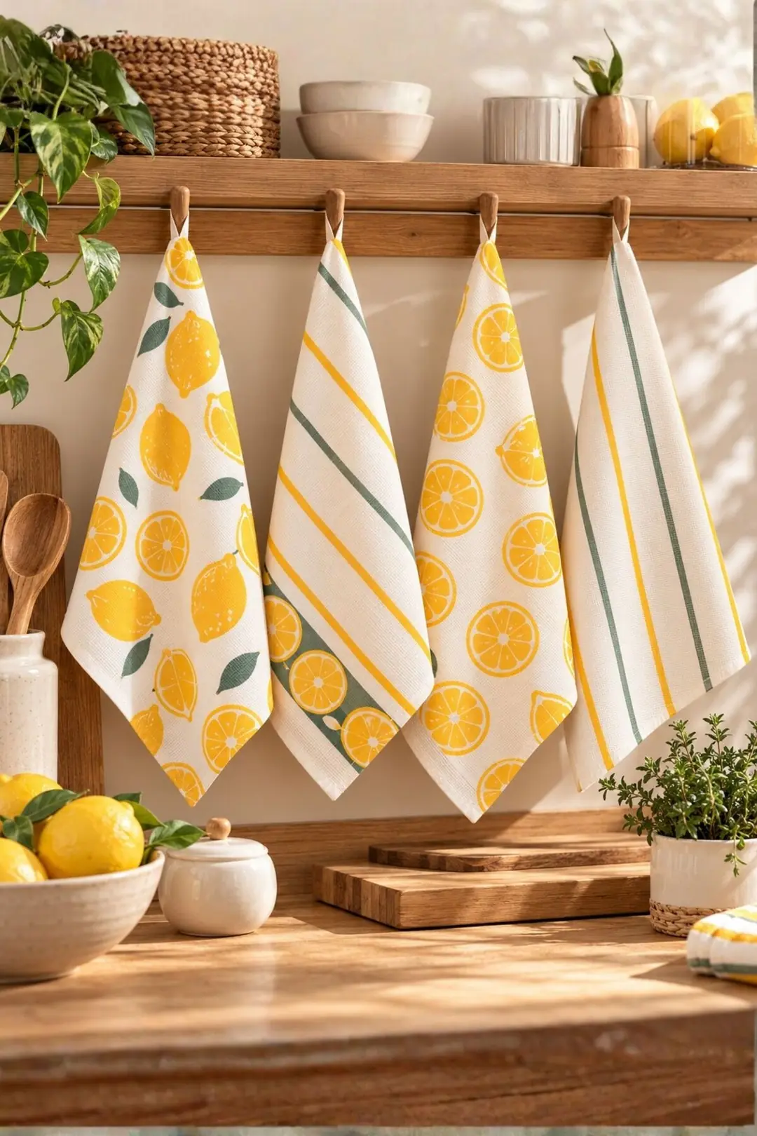 %100 COTTON BASKILI MUTFAK - EL HAVLUSU 4LU PK 40X60 ASORTI