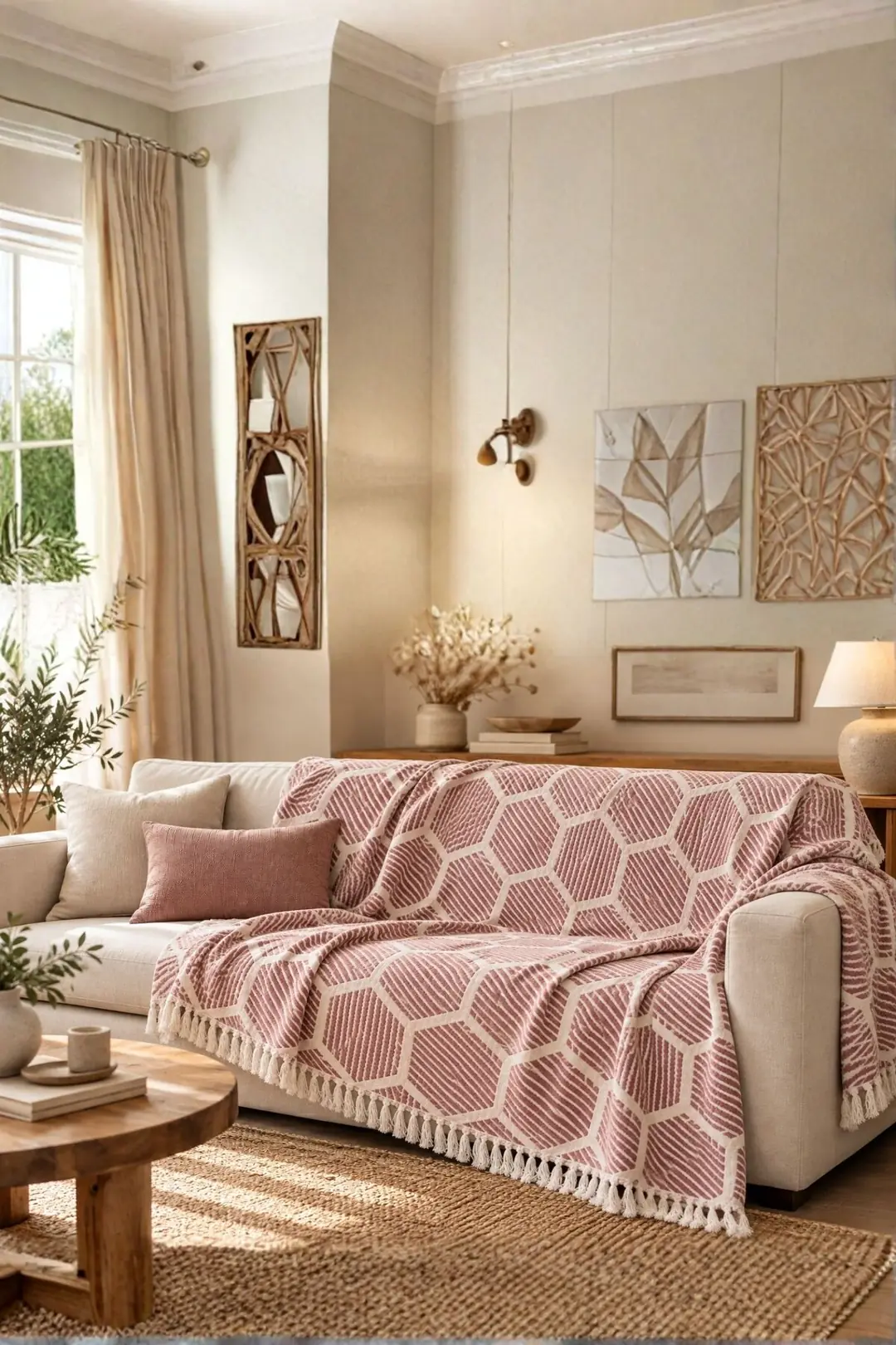 Ürün görseli: Petek %100 Pamuk Jakarlı Throw & Battaniye - Koltuk Şalı 180x220cm - kiremit