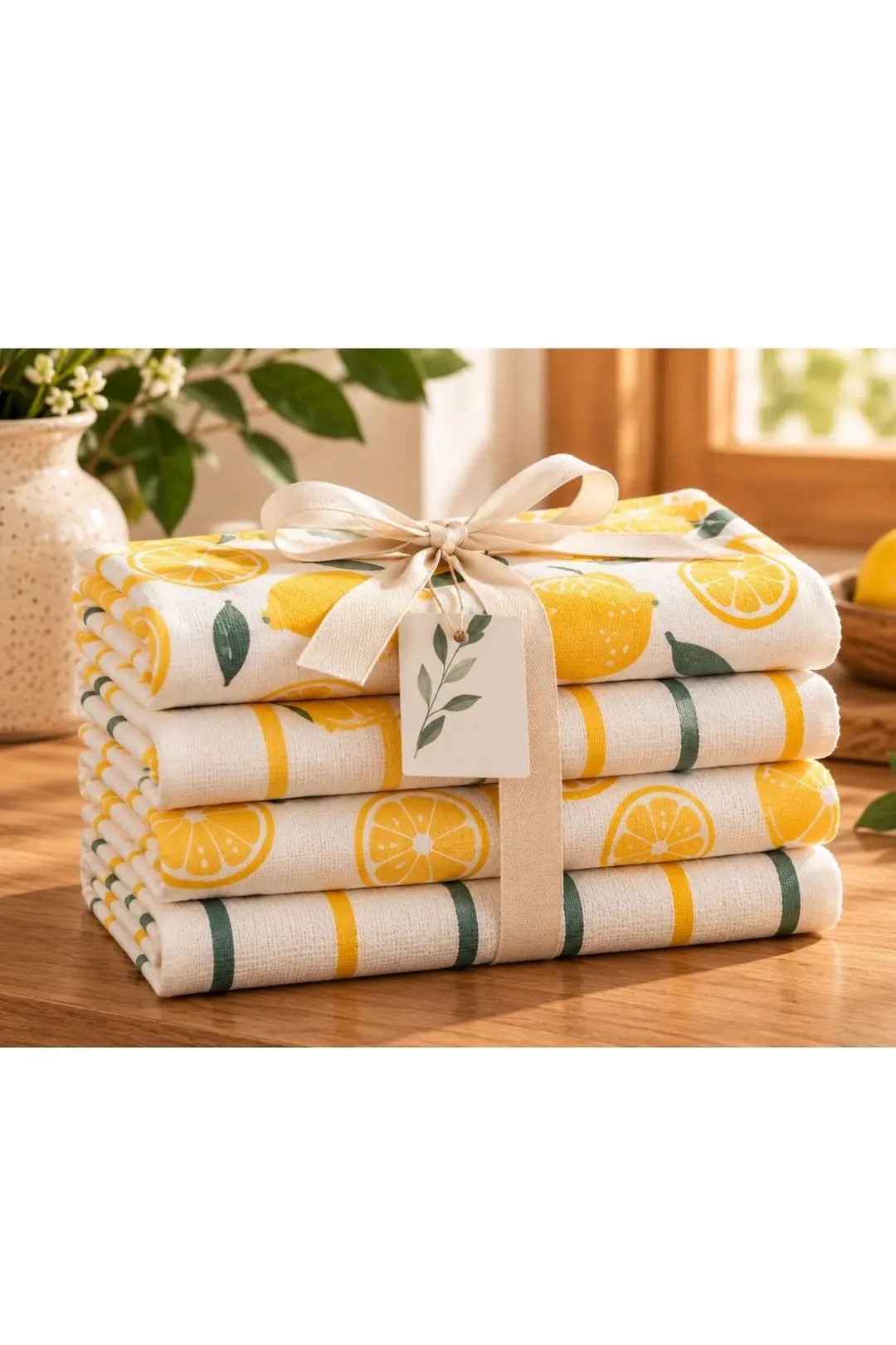 %100 COTTON BASKILI MUTFAK - EL HAVLUSU 4LU PK 40X60 ASORTI
