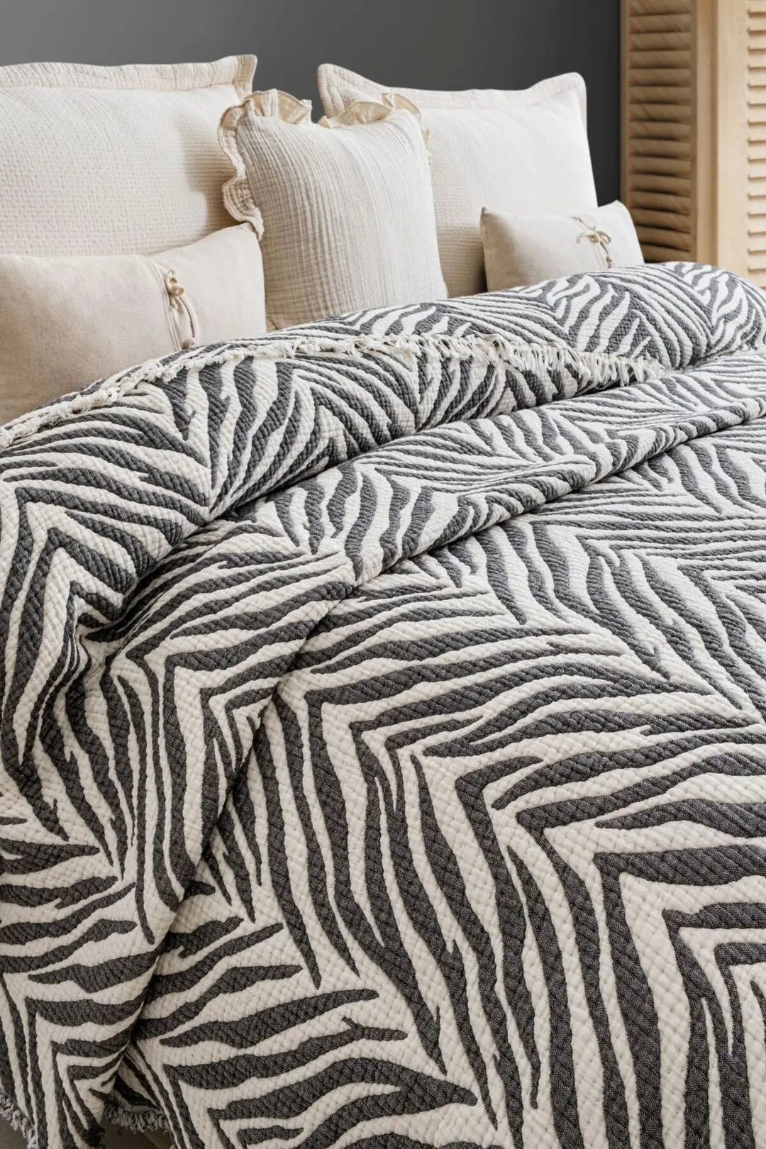 Zebra Desen 7 Katlı Tek Kisilik Muslin Yorgan