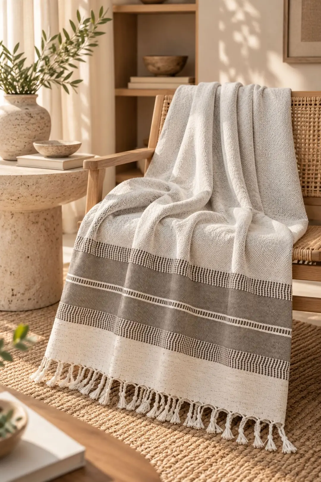 Ürün görseli: Buldan Kara Desen %100 Pamuk Çift Kişilik Yatak Örtüsü, Pike & Koltuk Örtüsü Şalı - Gri  200cm x 220cm