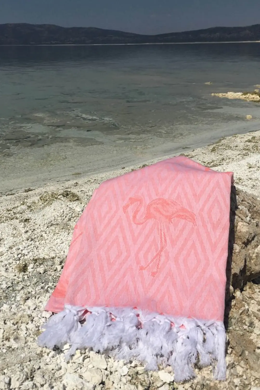 Ürün görseli: %100 Pamuk Peştemal Flamingo Desen -  - 100x180 cm  - somon