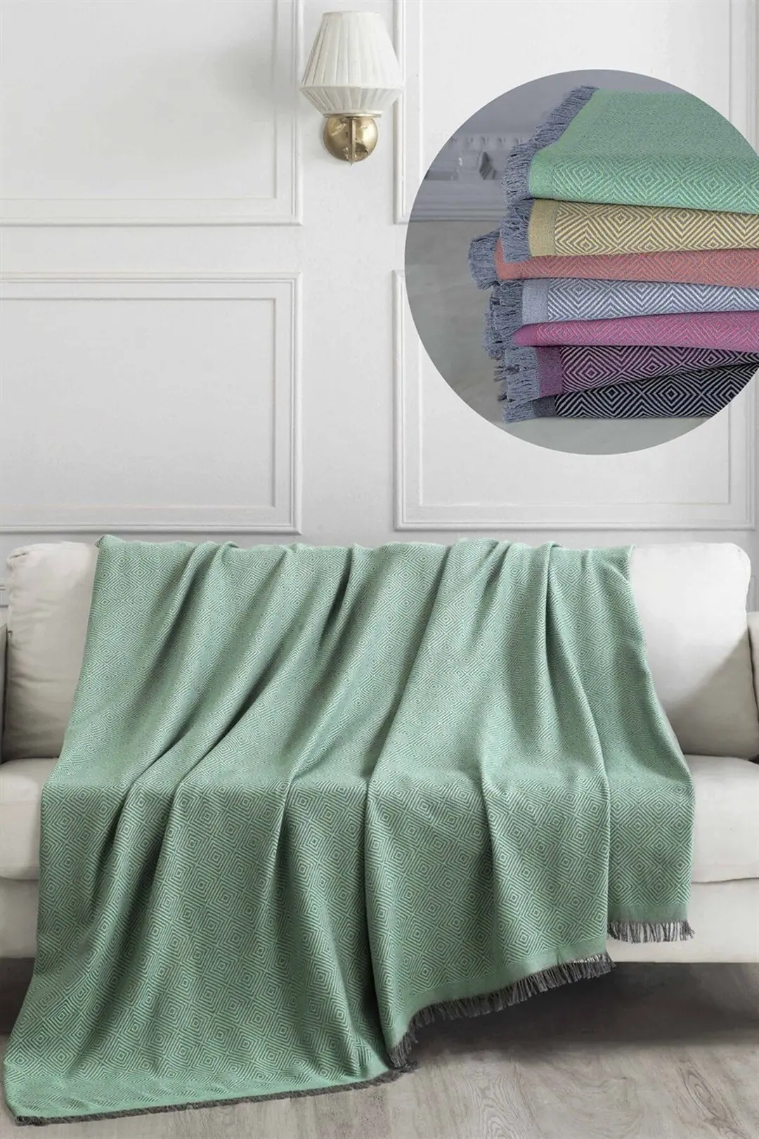 Ürün görseli: Elit Modern Tasarım Koltuk Örtüsü - 170x230 Cm  - Yeşil